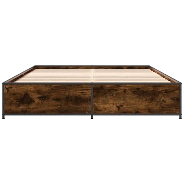 vidaXL Sengeramme røkt eik 140x190 cm konstruert tre og metall