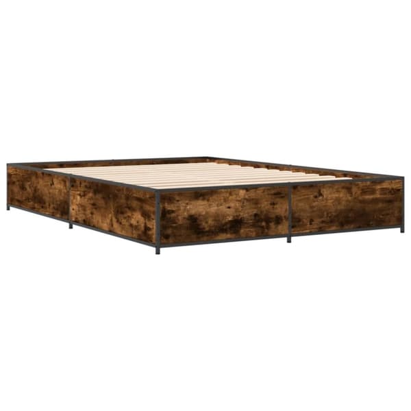 vidaXL Sengeramme røkt eik 140x190 cm konstruert tre og metall