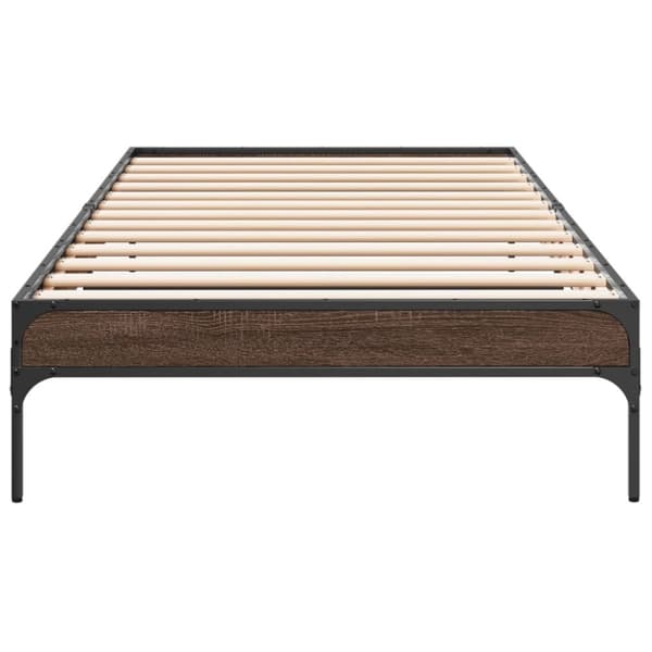 vidaXL sengeramme 90x200 cm konstrueret træ og metal brun egetræsfarve