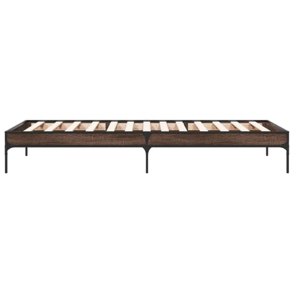 vidaXL sengeramme 90x200 cm konstrueret træ og metal brun egetræsfarve