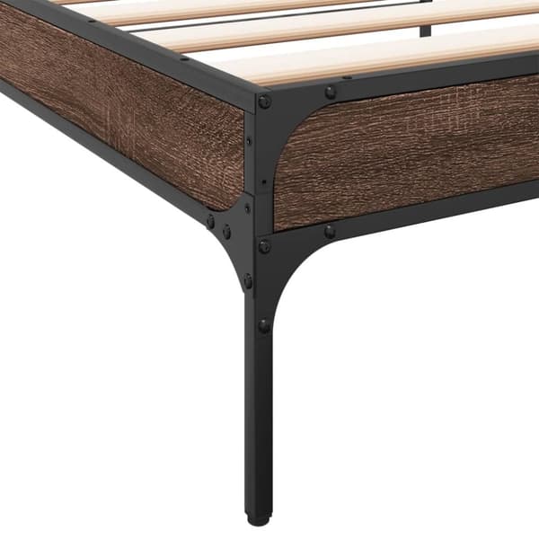 vidaXL sengeramme 90x200 cm konstrueret træ og metal brun egetræsfarve