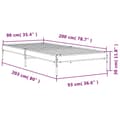 Miniatyrbillede 8 af 9: vidaXL sengeramme 90x200 cm konstrueret træ og metal brun egetræsfarve