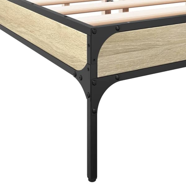 vidaXL Sengeramme sonoma eik 140x190 cm konstruert tre og metall