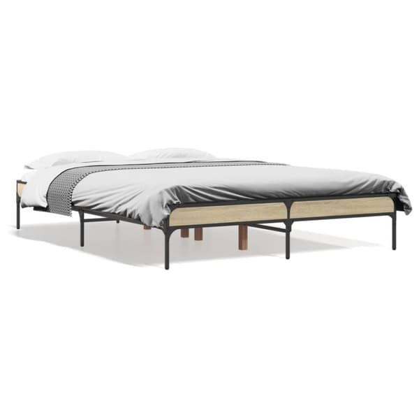 vidaXL Sengeramme sonoma eik 140x190 cm konstruert tre og metall