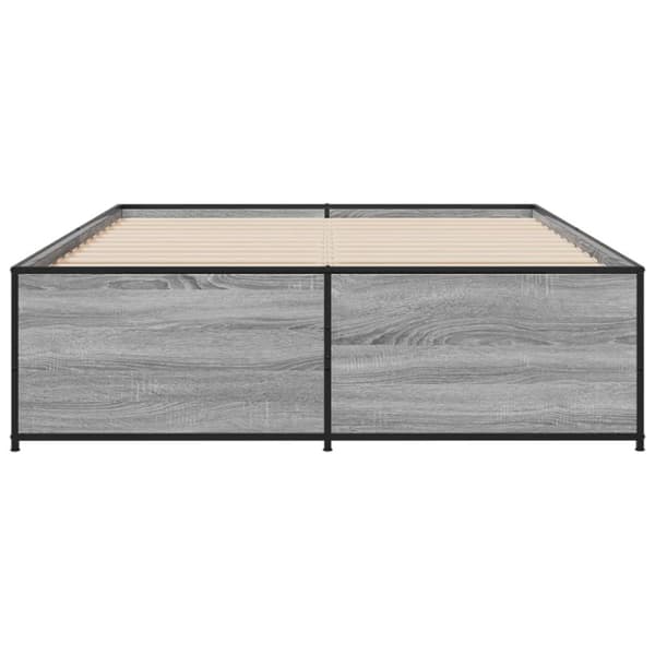 vidaXL Sengeramme grå sonoma 135x190 cm konstruert tre og metall
