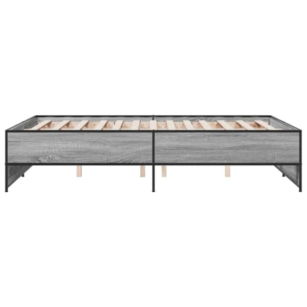 vidaXL Sengeramme grå sonoma 135x190 cm konstruert tre og metall