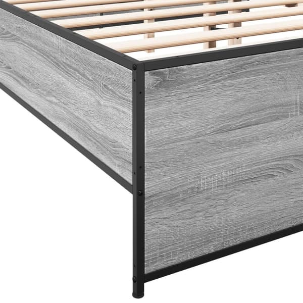 vidaXL Sengeramme grå sonoma 135x190 cm konstruert tre og metall