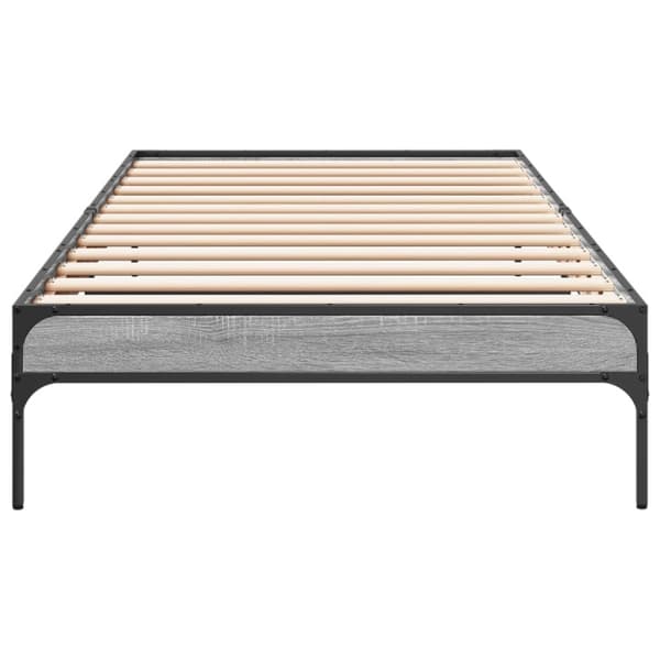 vidaXL Sengeramme grå sonoma 90x190 cm konstruert tre og metall