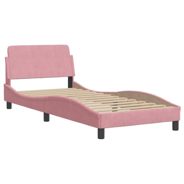 vidaXL seng med madras 90x200 cm velour lyserød