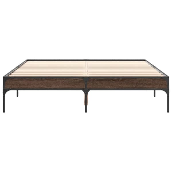 vidaXL sengestel 140x190 cm konstrueret træ og metal brun egetræsfarve