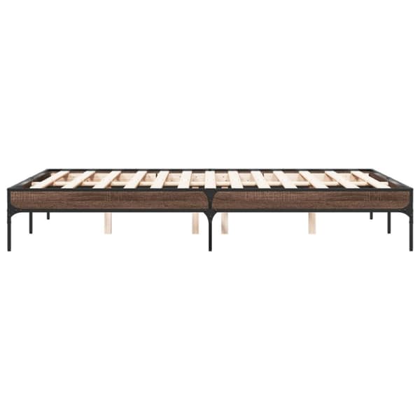 vidaXL sengestel 140x190 cm konstrueret træ og metal brun egetræsfarve