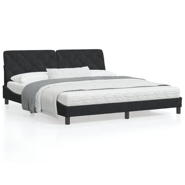vidaXL seng med madras 180x200 cm velour sort