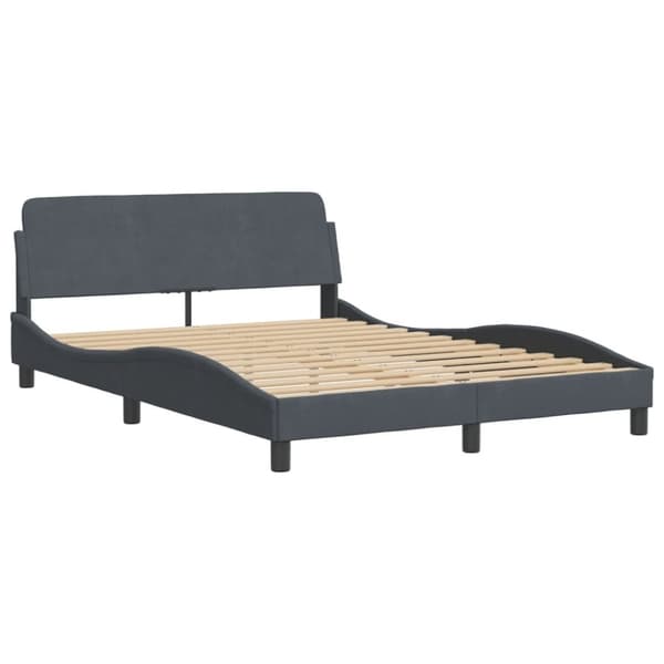 vidaXL seng med madras 140x190 cm velour mørkegrå
