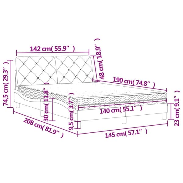 vidaXL seng med madras 140x190 cm velour mørkegrå