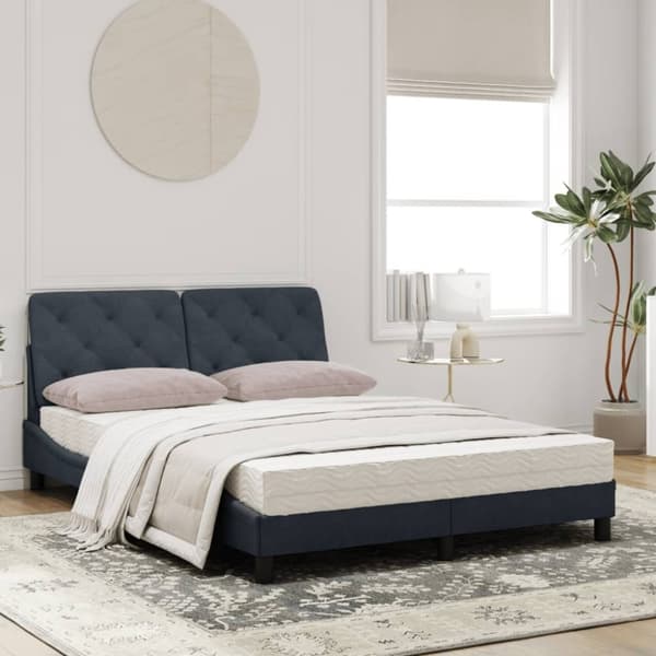 vidaXL seng med madras 140x190 cm velour mørkegrå