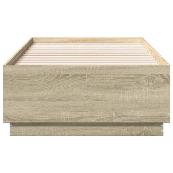 vidaXL Sängynrunko LED-valoilla Sonoma-tammi 75x190 cm tekninen puu