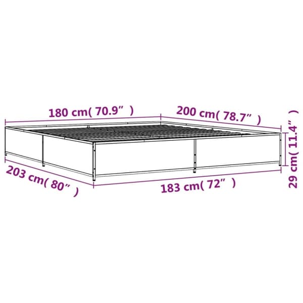 vidaXL Sengeramme sonoma eik 180x200 cm konstruert tre og metall