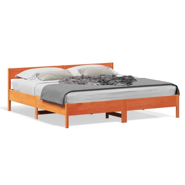 vidaXL Sengeramme uten madrass voksbrun 180x200 cm heltre furu