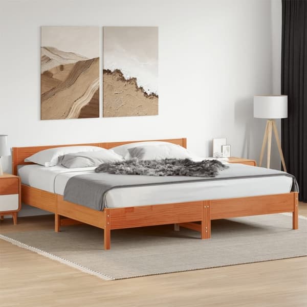 vidaXL Sengeramme uten madrass voksbrun 180x200 cm heltre furu