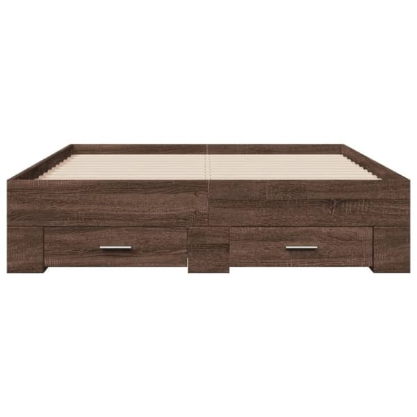 vidaXL Sengeramme med skuffer brun eik 135x190 cm konstruert tre