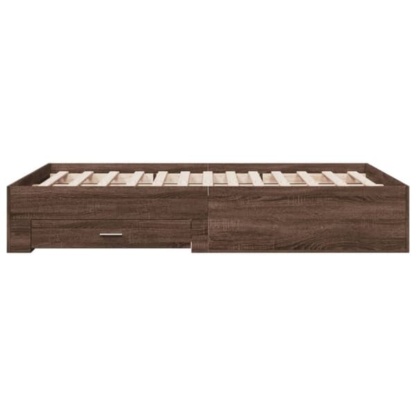 vidaXL Sengeramme med skuffer brun eik 135x190 cm konstruert tre