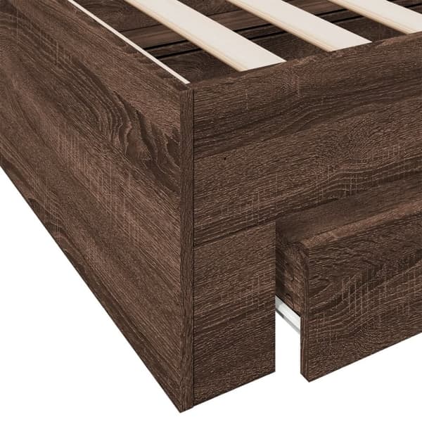 vidaXL Sengeramme med skuffer brun eik 135x190 cm konstruert tre