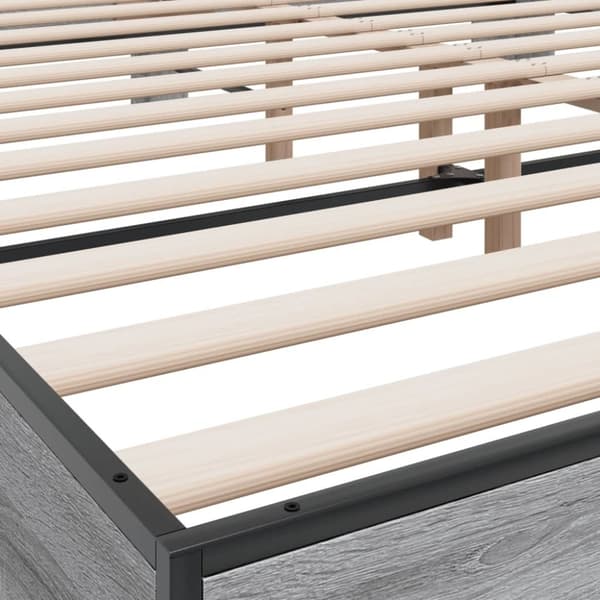 vidaXL Sengeramme grå sonoma 200x200 cm konstruert tre og metall