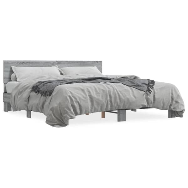 vidaXL Sengeramme grå sonoma 200x200 cm konstruert tre og metall