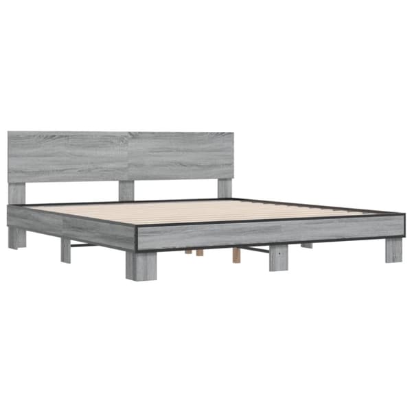 vidaXL Sengeramme grå sonoma 200x200 cm konstruert tre og metall
