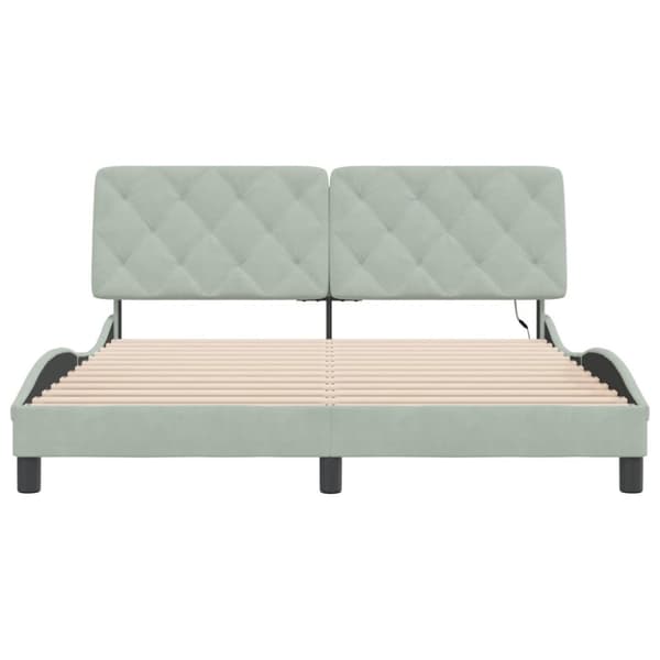 vidaXL sengeramme med LED-lys 160x200 cm velour lysegrå