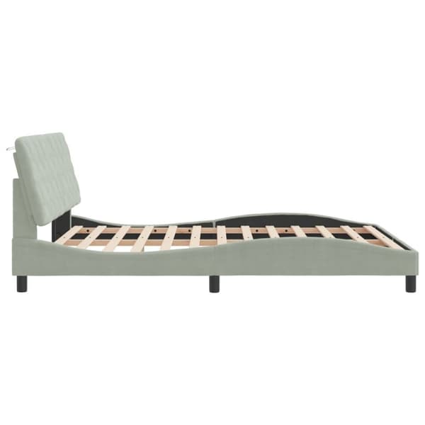 vidaXL sengeramme med LED-lys 160x200 cm velour lysegrå