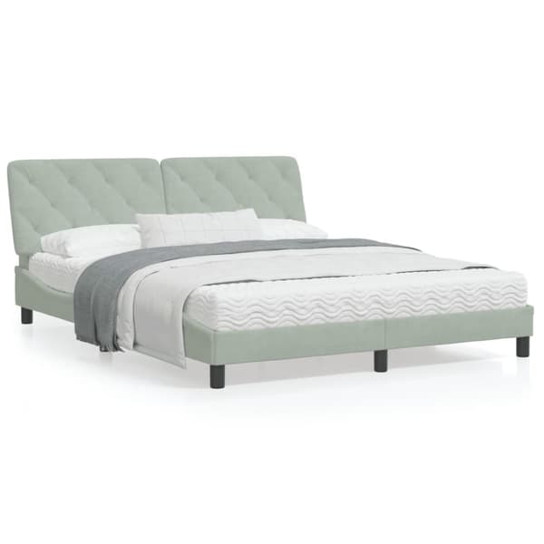 vidaXL sengeramme med LED-lys 160x200 cm velour lysegrå