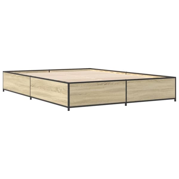 vidaXL Sängram sonoma-ek 120x190 cm konstruerat trä och metall