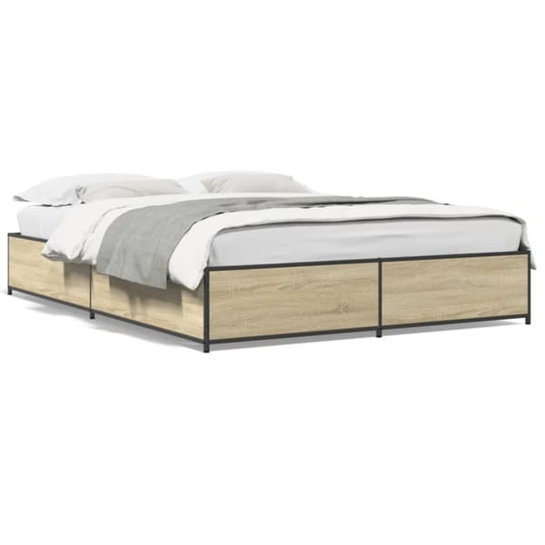 vidaXL Sängram sonoma-ek 120x190 cm konstruerat trä och metall