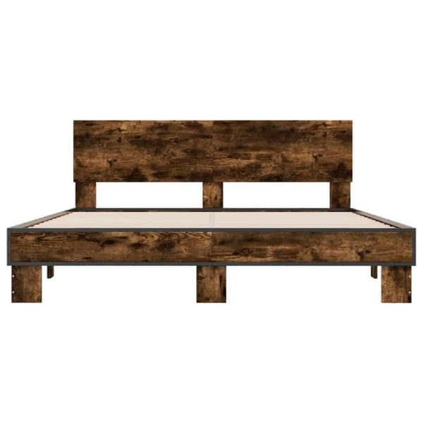 vidaXL sengestel 150x200cm konstrueret træ og metal røget egetræsfarve