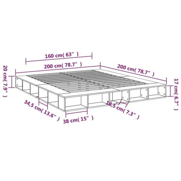 vidaXL Sengeramme hvit 200x200 cm konstruert tre