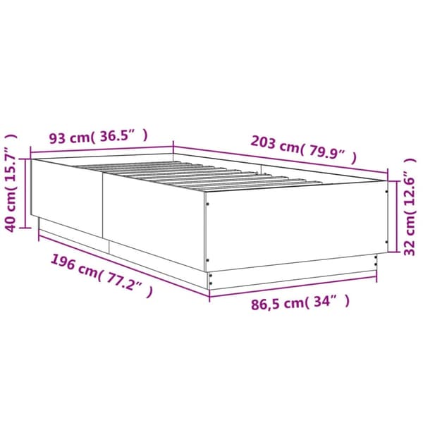 vidaXL Sengeramme røkt eik 90x200 cm konstruert tre