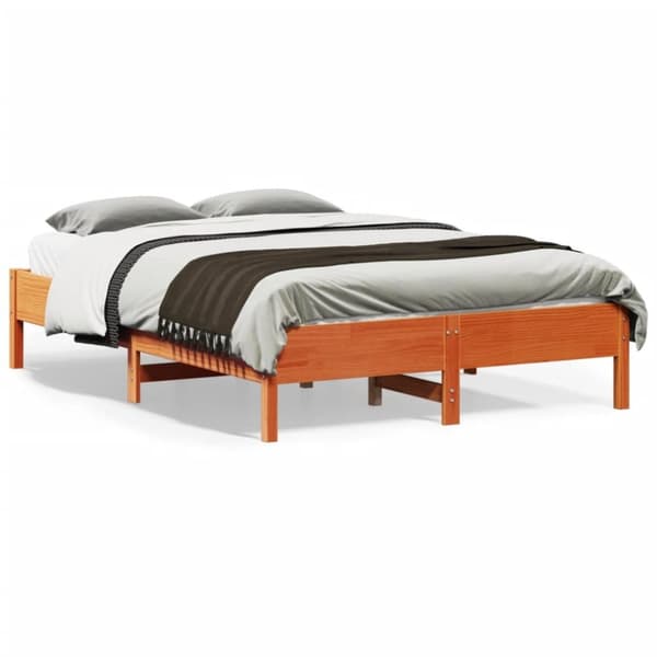 vidaXL sengeramme uden madras 135x190 cm massivt fyrretræ brun