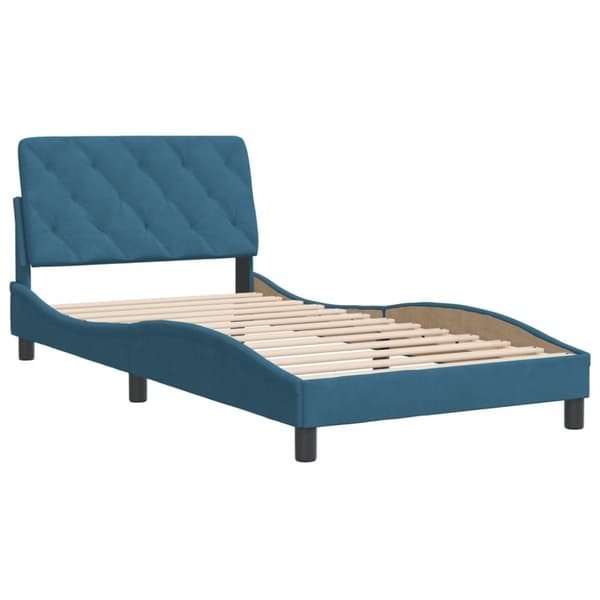 vidaXL sengeramme med sengegavl 100x200 cm fløjl blå