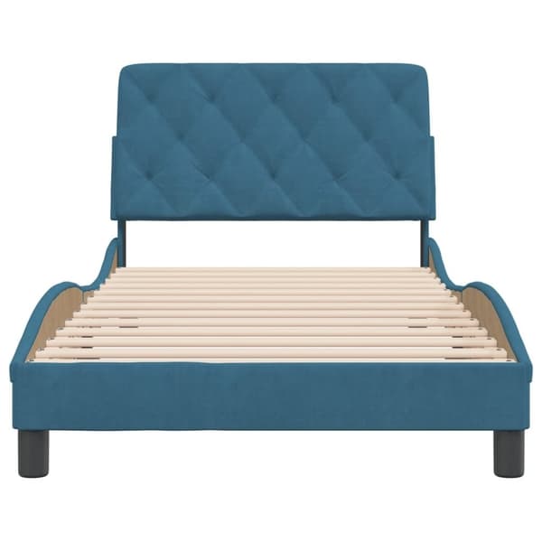 vidaXL sengeramme med sengegavl 100x200 cm fløjl blå