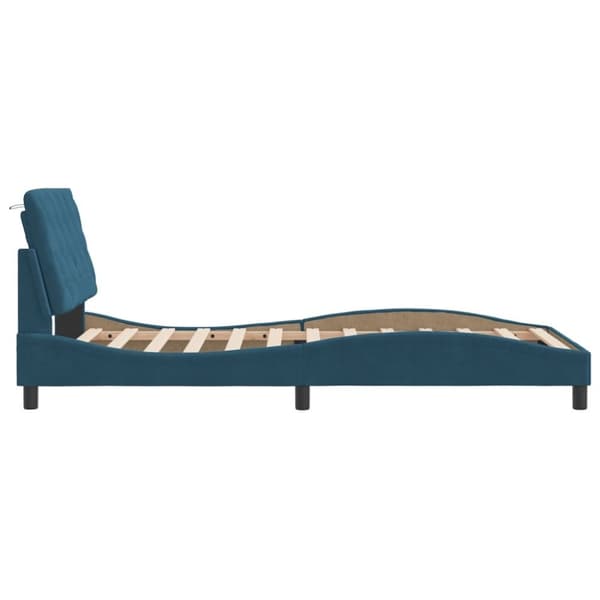 vidaXL sengeramme med sengegavl 100x200 cm fløjl blå