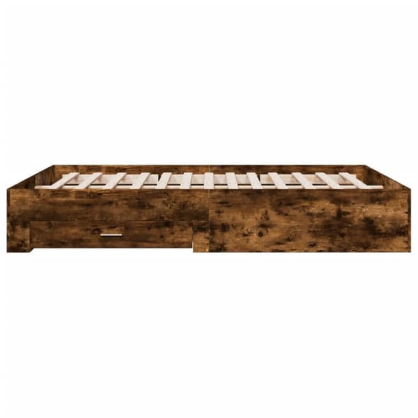 vidaXL sengeramme med skuffer 160x200 cm konstrueret træ røget eg