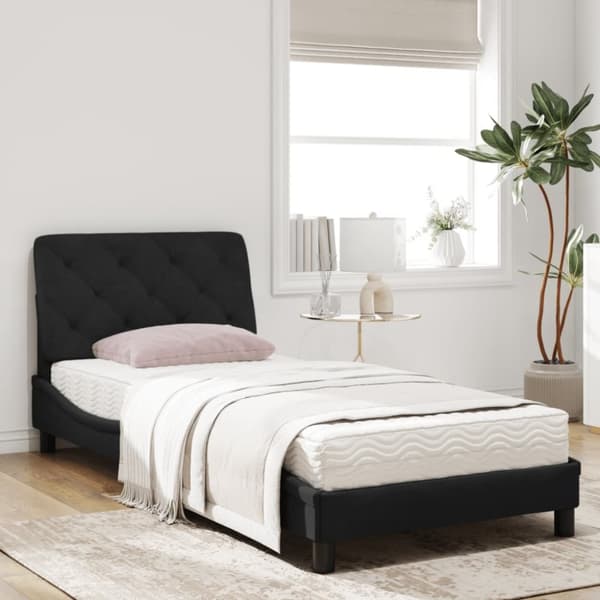 vidaXL seng med madras 80x200 cm velour sort