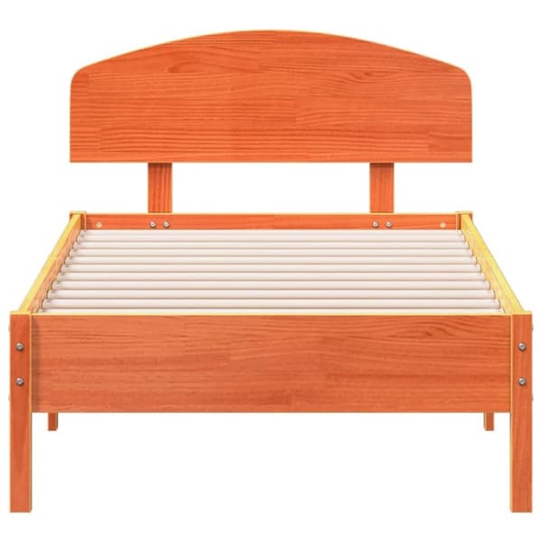vidaXL sengeramme uden madras 75x190 cm massivt fyrretræ gyldenbrun
