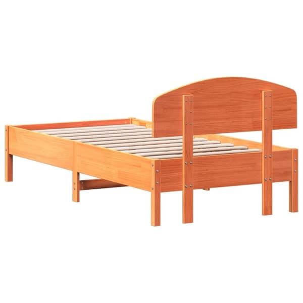 vidaXL sengeramme uden madras 75x190 cm massivt fyrretræ gyldenbrun