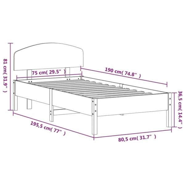 vidaXL sengeramme uden madras 75x190 cm massivt fyrretræ gyldenbrun