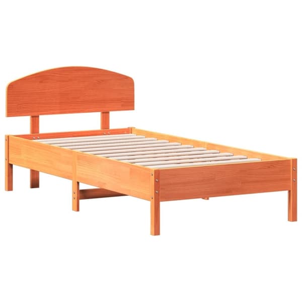 vidaXL sengeramme uden madras 75x190 cm massivt fyrretræ gyldenbrun