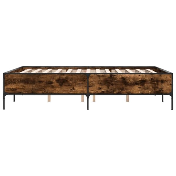 vidaXL Sängynrunko savutammi 135x190 cm tekninen puu ja metalli
