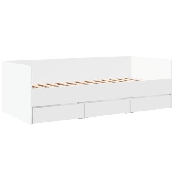 vidaXL Dagseng med skuffer uten Madrass Hvit 90x200 cm