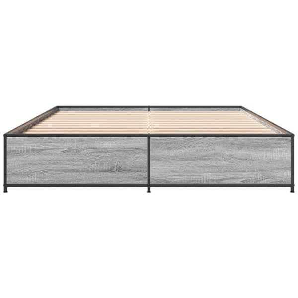 vidaXL Sengeramme grå sonoma 150x200 cm konstruert tre og metall
